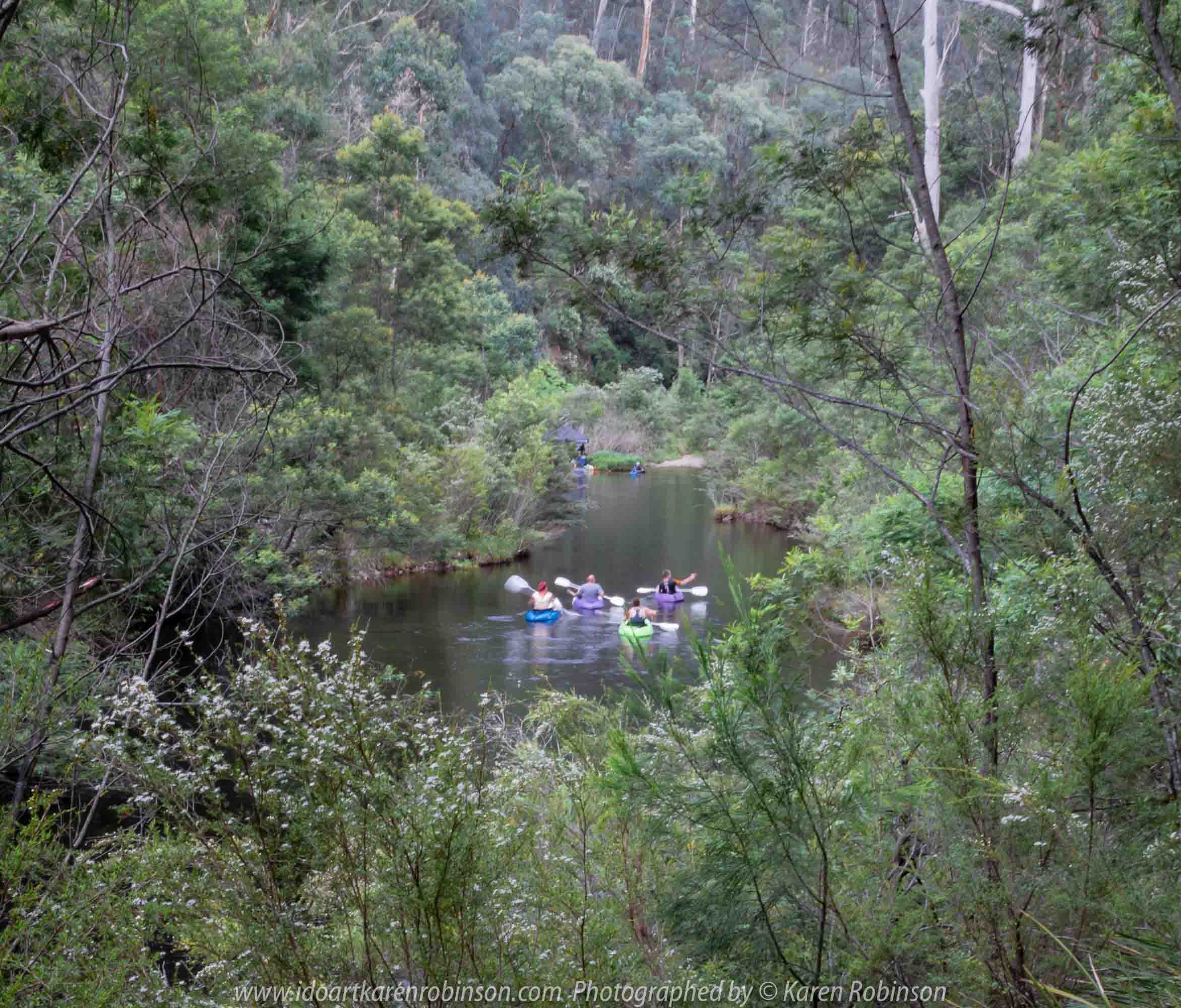 Deptford, Victoria - Australia 'Nicholson River Bush Walk' Photographed by Karen Robinson December 2018 Comments - Hubby, his brother and I took a bush walk alongside of the Nicholson River visiting historic landmarks on our way through Australian bush. Photograph featuring Nicholson River View and holiday makers canoeing.