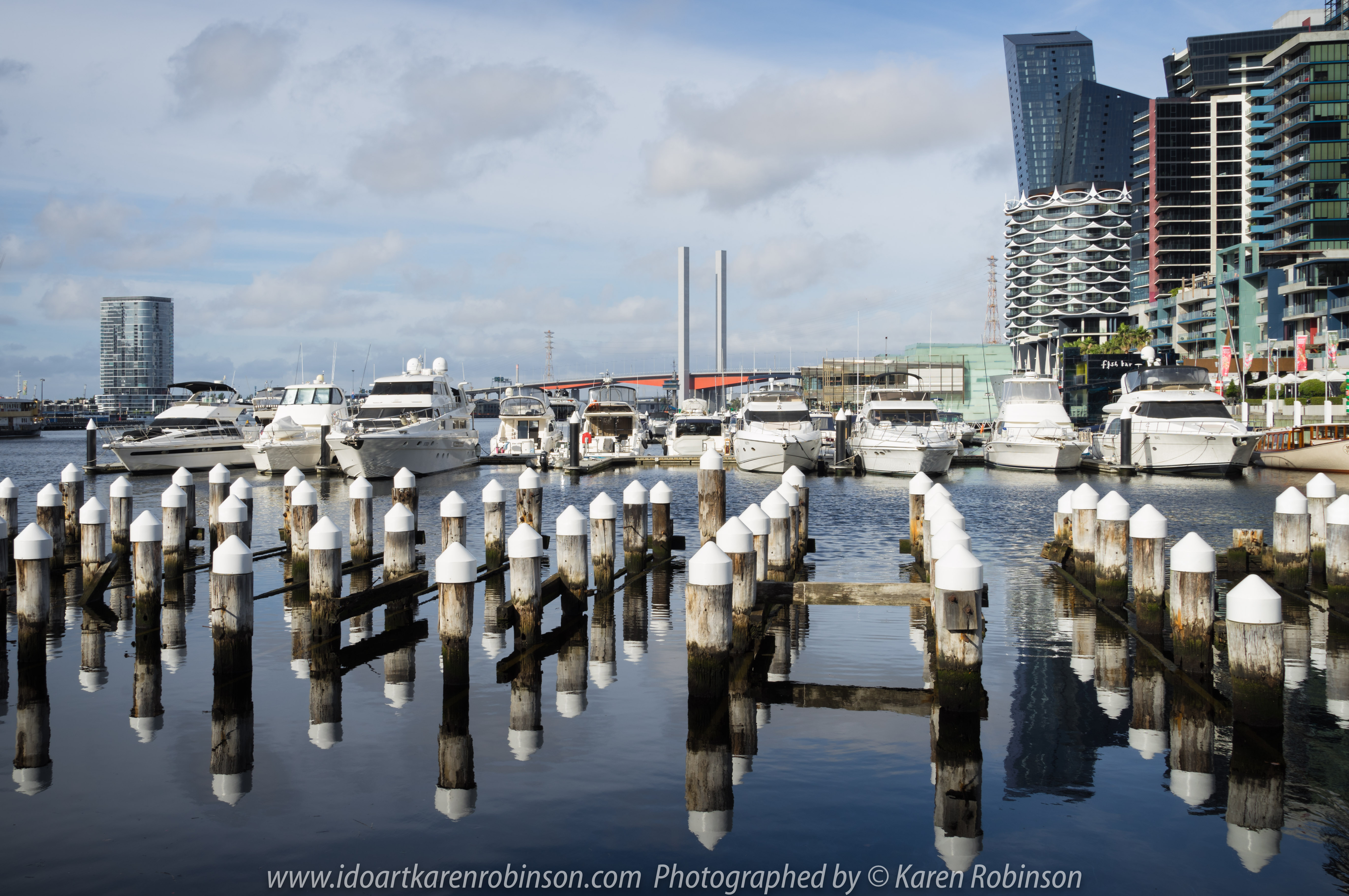Melbourne, Victoria - Australia "Docklands Waterfront" Photographed by Karen Robinson NB Copyright Protected www.idoartkarenrobinson.com December 17, 2017. Comments: Out-and-about early Sunday morning photographing scenes around the Yarra River Harbour water's edge at Docklands.