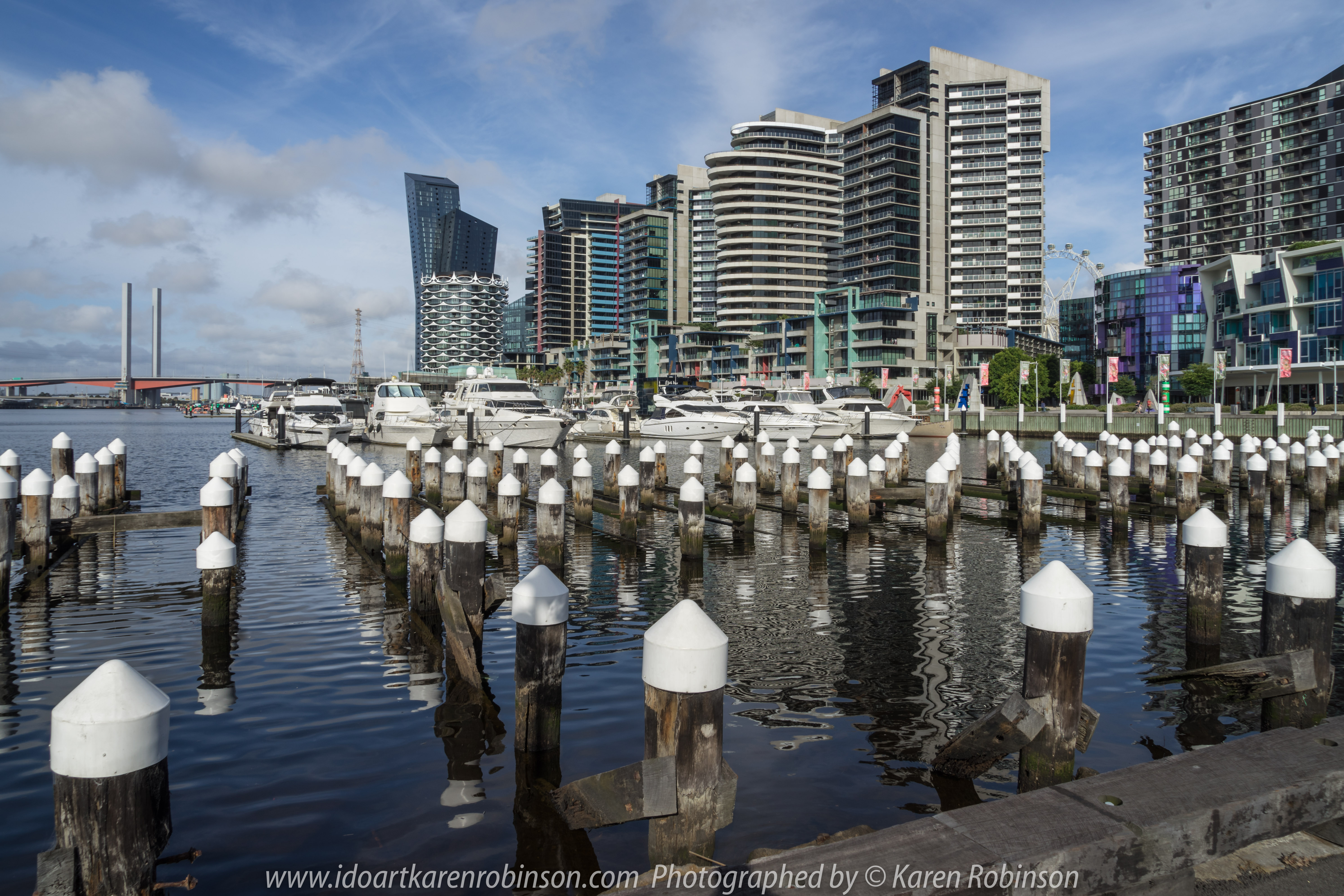 Melbourne, Victoria - Australia "Docklands Waterfront" Photographed by Karen Robinson NB Copyright Protected www.idoartkarenrobinson.com December 17, 2017. Comments: Out-and-about early Sunday morning photographing scenes around the Yarra River Harbour water's edge at Docklands.