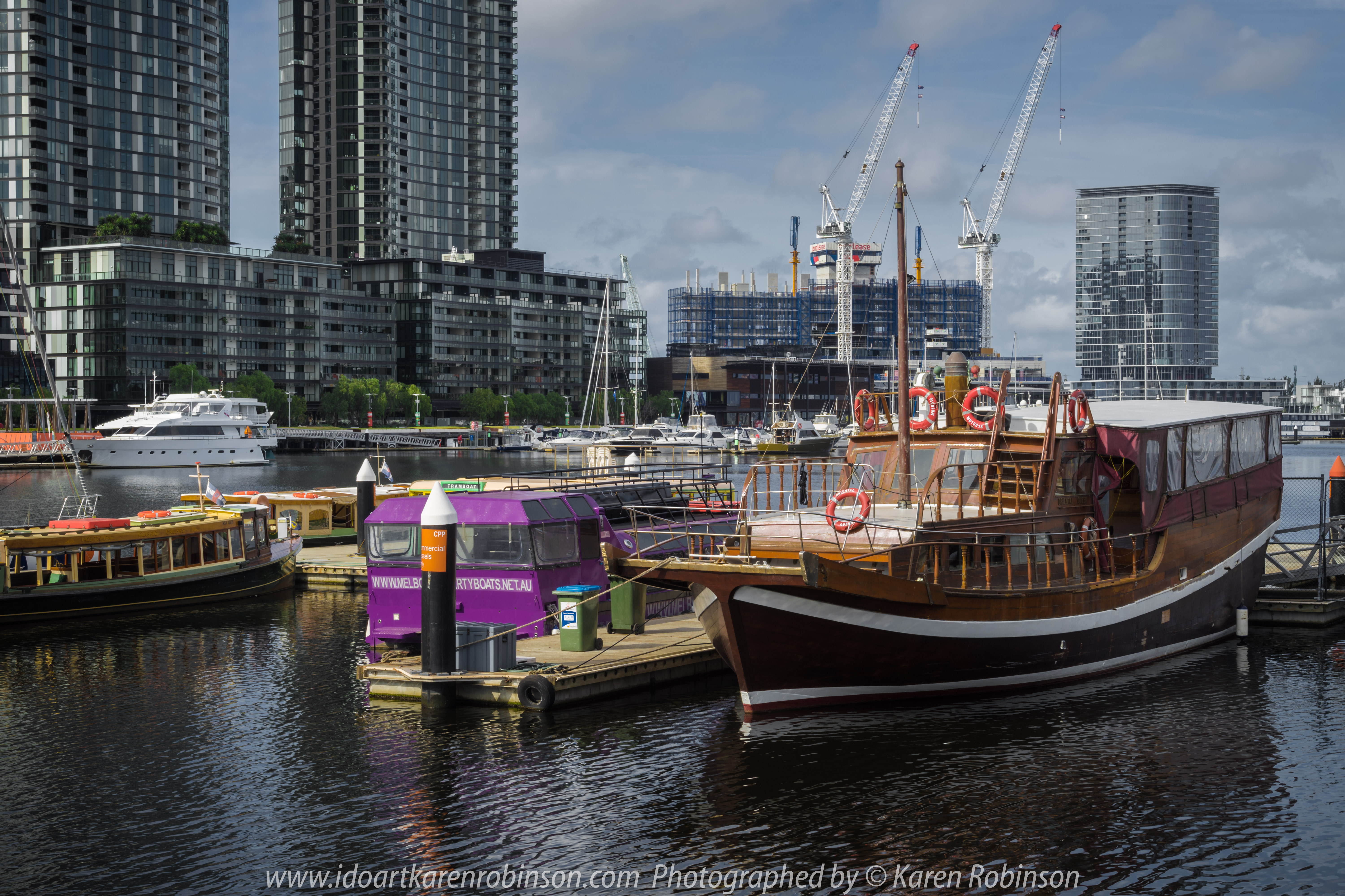 Melbourne, Victoria - Australia "Docklands Waterfront" Photographed by Karen Robinson NB Copyright Protected www.idoartkarenrobinson.com December 17, 2017. Comments: Out-and-about early Sunday morning photographing scenes around the Yarra River Harbour water's edge at Docklands.