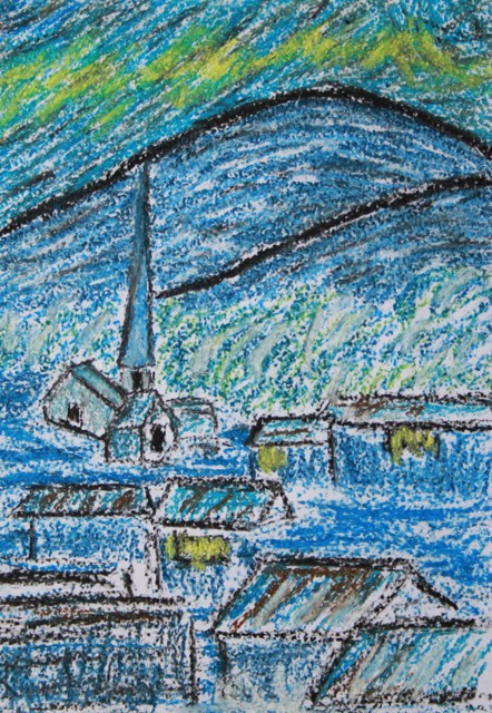 No. 1 of 3 Art Therapy Session 2 July 2015 'Starry Night' Pastels on Paper by Karen Robinson - Abstract Artist NB All images are copyright protected.JPG