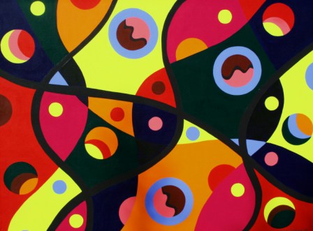 Painting No. 12 - Title "Coloured DNA" by Abstract Artist Karen Robinson - 2008 NB: All images are protected by copyright laws!