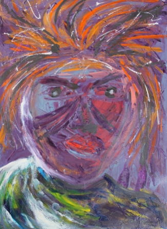 No. 2 Creative Writing & Abstract Painting 'The Face Mask' Acrylic Paint on A3 HW Paper by Karen Robinson Nov 2014 NB All images are subject to copyright laws.JPG