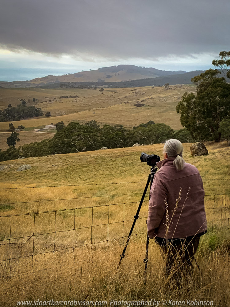 Nulla Vale, Victoria - Australia 'Sunrise Views on Zig Zag Road' Photographed by Mark Robinson April 2021 Comments: Early Autumn morning viewing the sunrise from local dirt track running alongside farming properties. Photograph featuring Karen Robinson Photographer