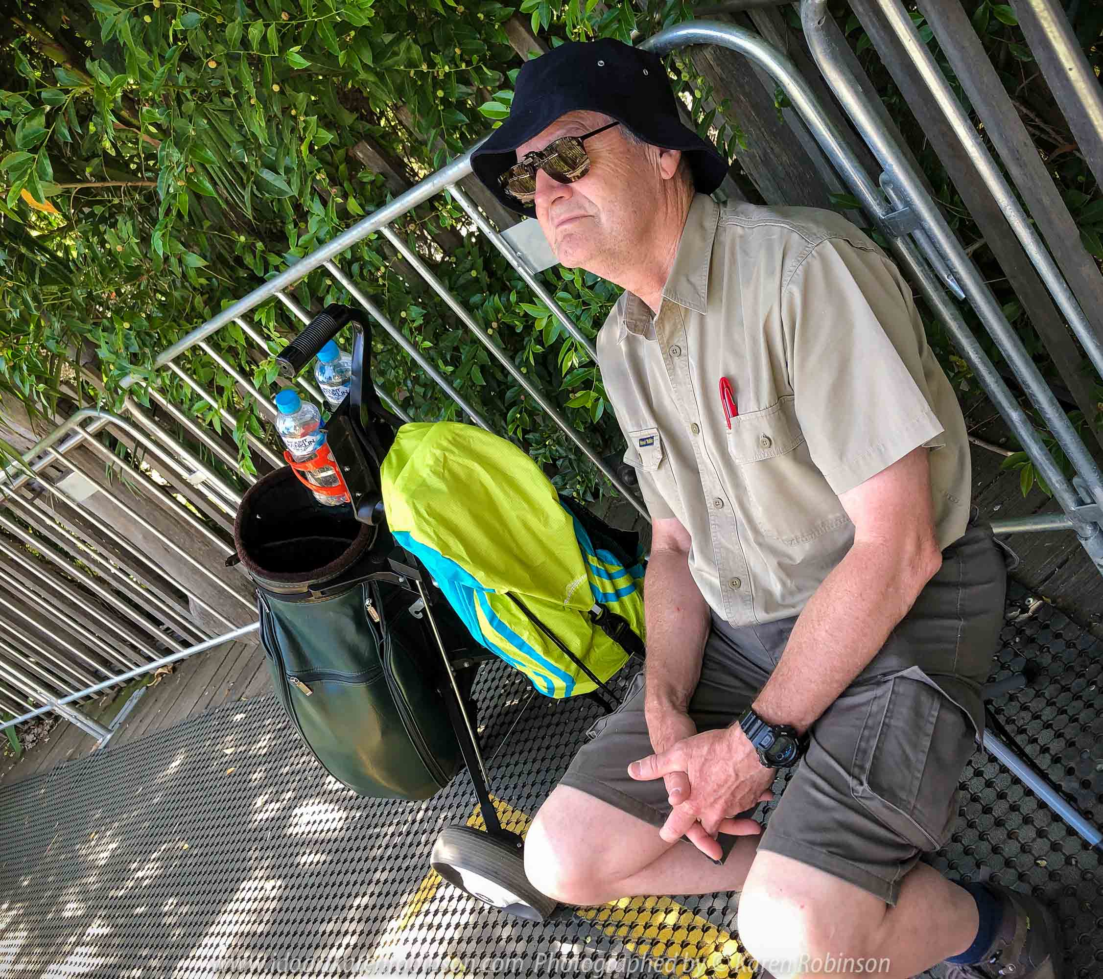 Parkville, Victoria - Australia 'Melbourne Zoo Trip 3' Photographed by Karen Robinson January 2019 Comments - Hubby and I decided to spend another day at the Zoo, this time concentrating on photographing the Sumatran Orang-utans. Photograph featuring Hubby minding the camera equipment