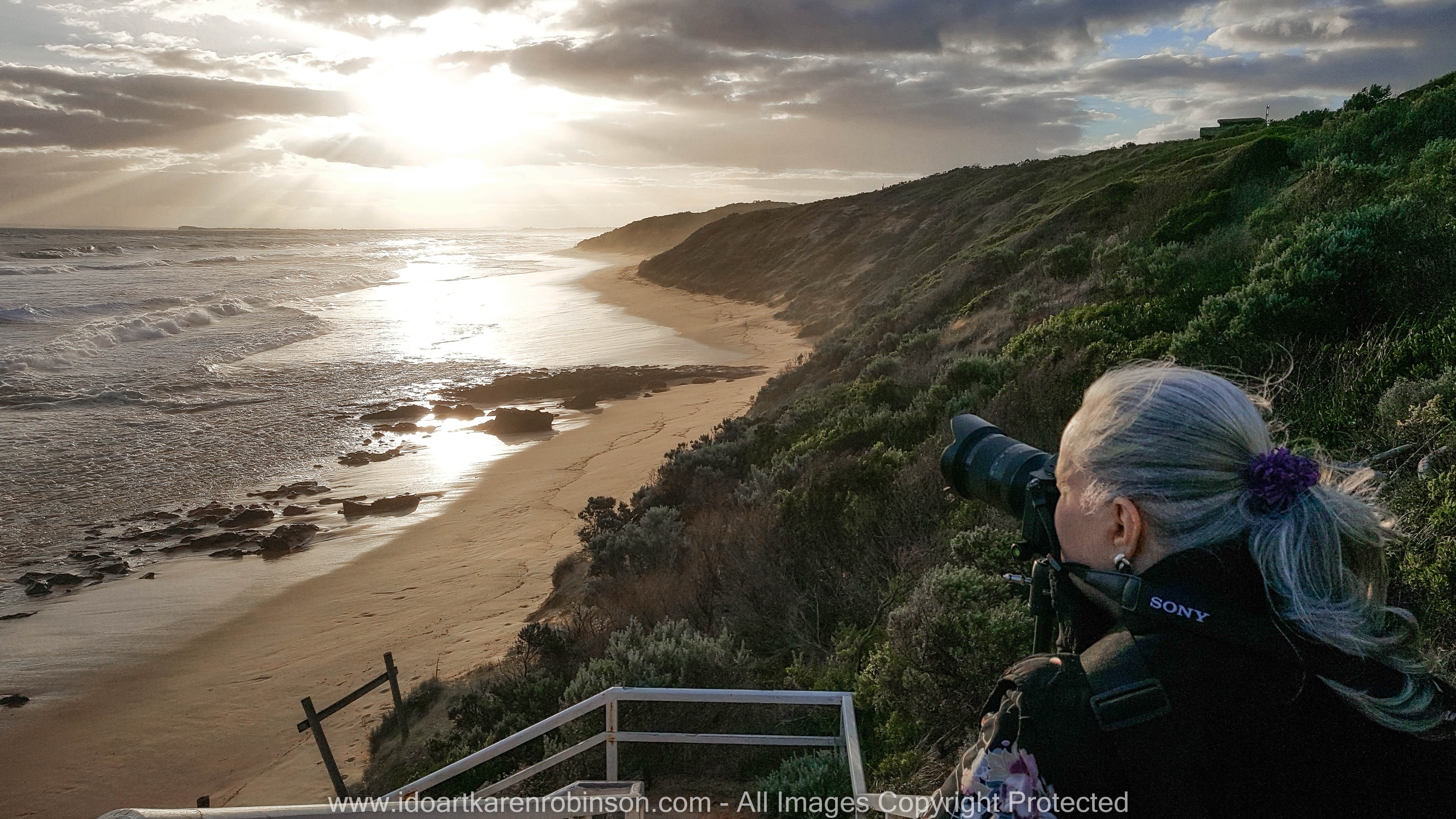 Lonsdale, Victoria - Australia 'Seascape and Sunset' photographed by ©Karen Robinson www.idoartkarenrobinson.com April 2017. Comments: Late in the afternoon my hubby and I decided to visit region to capture seascape and sunset photos. It was an exhilarating experience with lots of walking involved and the sea breeze rushing against our faces. The sight of the sun slipping away for the day was beautiful to watch and capture - written by ©Karen Robinson www.idoartkarenrobinson.com