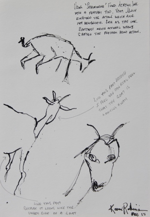 View No. 3 "Goat" - Karen Robinson's ink drawings created in Marco Luccio's arts session on creating powerful & expressive drawings Feb 2015.JPG NB: All images are protected by copyright laws
