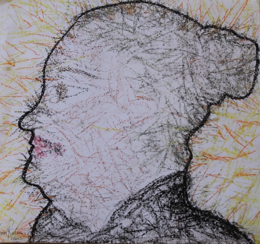 No. 2 of 3 Art Therapy Session One - July 2015 'Self Portrait' by Abstract Artist Karen Robinson.JPG