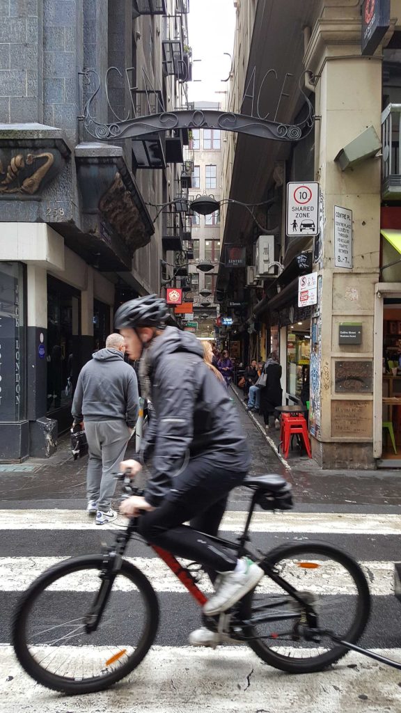 2 of 3 Corner of Degreaves & Flinders Lane, looking towards Centre Places, Melbourne, Australia - Photograph taken by Karen Robinson Oct 2016 NB All images are protected by copyright laws